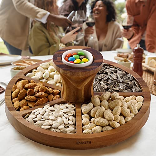 Kaxra Cake Stand, Acacia Wooden Cake Stand with Acrylic Lid, 6-1  Multifunctional Cake Holder, Desert Display,