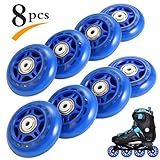RUNACC Inline Roller Skate Wheels 82A 70mm Premium Replacement Rollerblade Wheels with Bearings (Blue- Set of 8) (82A-Blue-8pcs) (82A-8pcs-Blue)