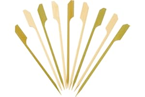 Gusto [4.7 Inch - 100 Count] Bamboo Wooden Paddle Picks Skewers for Cocktails, Grilling, Appetizers, Fruits, and Sandwiches -