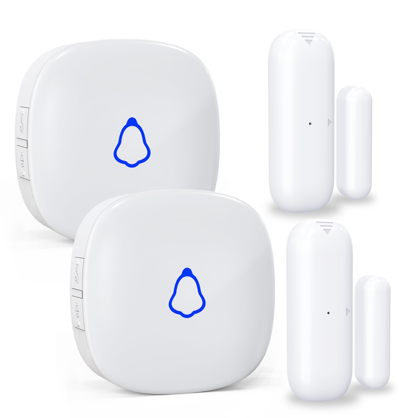 Photo 1 of METAK Door Chime, Wireless Door Open Contact Sensor Alarm with 500 FT Range, 58 Chimes and 5 Volume Levels for Business/Store/Home/Office When Entering, 2 Transmitter + 2 Plug-in Receiver (White)