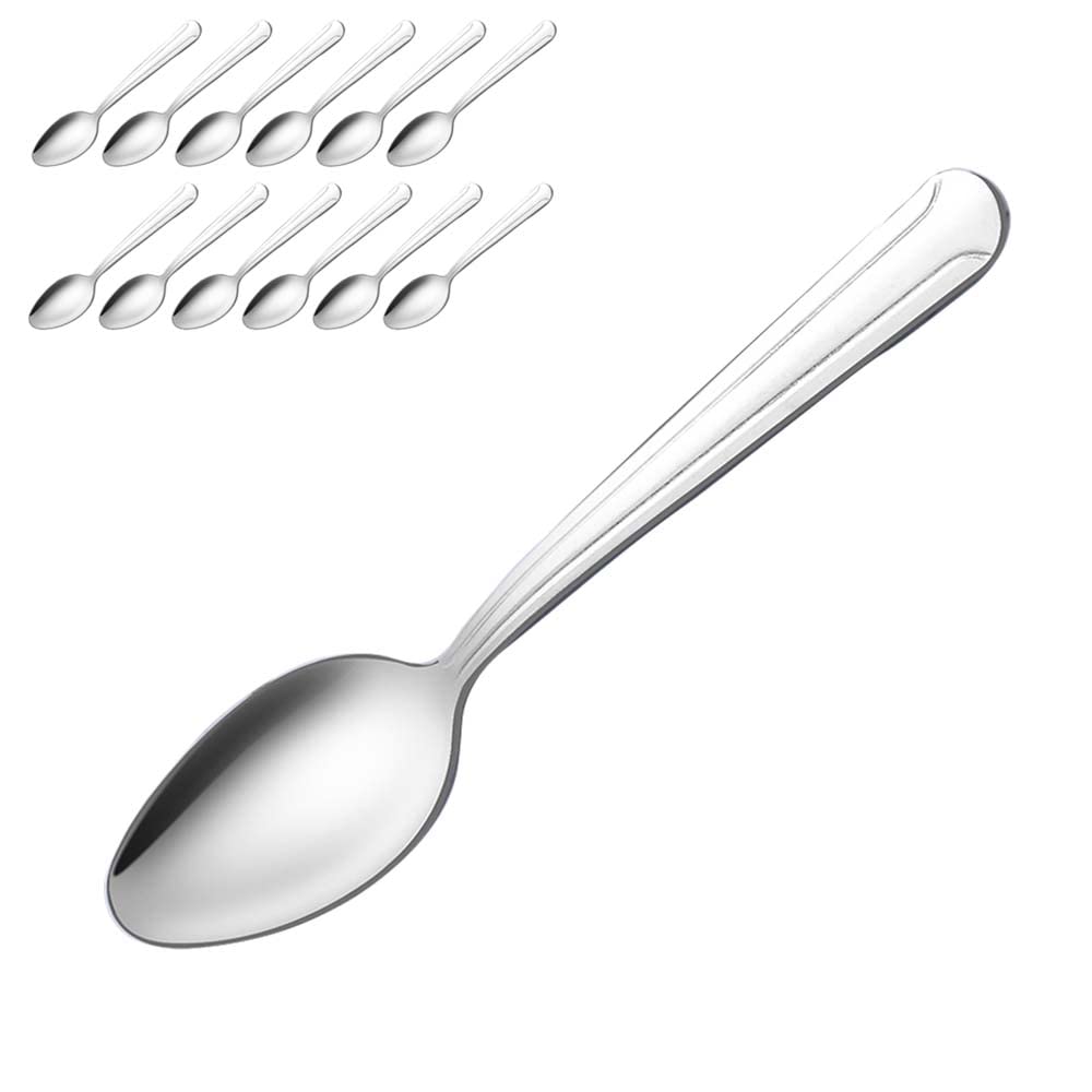 Hunnycook Spoons Set of 24 - Stainless Steel Dessert Spoons, Large Dining Spoons with Mirror Polishing, Dishwasher Safe, Durable Cutlery Set for Home & Restaurant (6.7inch/17cm)