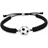Sportybella Soccer Paracord Bracelet with Ball Charm, Adjustable | Braided Cord Bracelet with Adjustable Sliding Closure, Comfortable Unisex Fit for Game Days, Practices &amp; Team Events