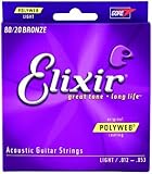 3 Sets of Elixir Light Polyweb Acoustic Guitar