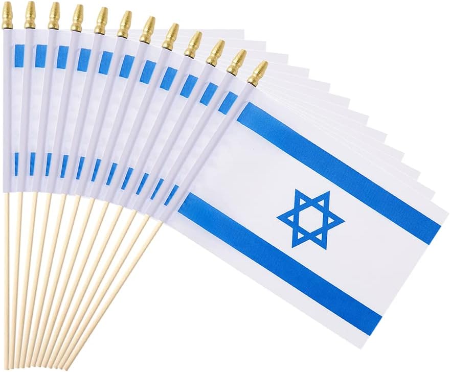 Flags - Ckexin 25Pack Small Israel Flag Handheld Mini Israeli Flag on Stick 5x8 Inch