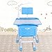 Yosooo Children Study Table and Chair Adjustable Height for Kids with Lamp US Plug