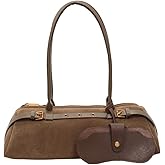 Boston Shoulder Bags for Women suede fabric Tote Bag Casual Bowling Bag Purse Retro Underarm Bag