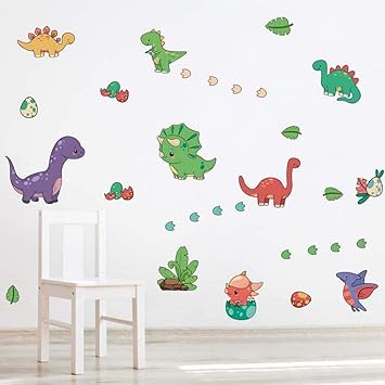 Decalmile Colorful Dinosaur Wall Decals Kids Wall Stickers Baby Nursery Children Bedroom Wall Decor Wall Decorations Baby Products