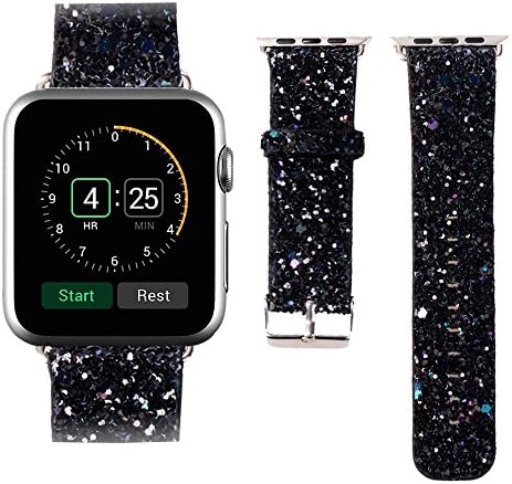 Apple Watch Band,Crazy Panda® Luxury 3D Bling Leather Strap Wrist Band for Apple Watch 42mm - Black