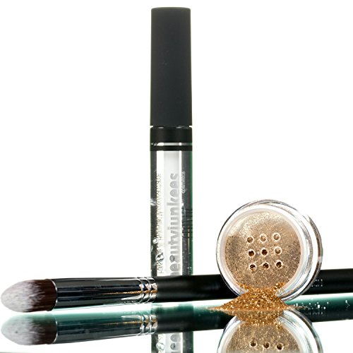 Golden Glitz Gold Cosmetic Grade Loose Glitter Makeup Kit with Brush and Glue, Extra Fine, Safe for Eyes, Face, Skin, All Over Body, Paraben Free, Gluten Free, Cruelty Free, Made in USA