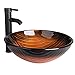 ELECWISH Bathroom Vessel Sink with Faucet Mounting Ring and Pop Up Drain 16.5 Inch Round Bowl Basin Sahara Red
