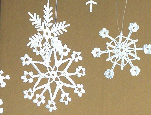 6 lace crochet snowflakes white winter decoration