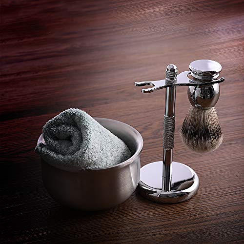 Cumberbatch Men's Wet shaving Kit, Silvertip Badger Shaving Brush, Hand