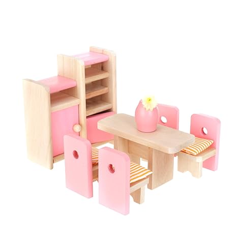 Generic Hölzernes Puppenhaus Möbel Miniatur Holz Spielset für Kinder Kinderspiel Spielzeug von TheBigThumb