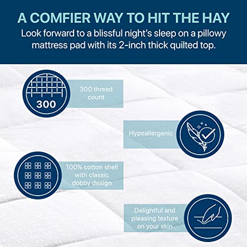 Allied Home 2" King Bed Mattress Topper w Goose Feathers & 300 TC