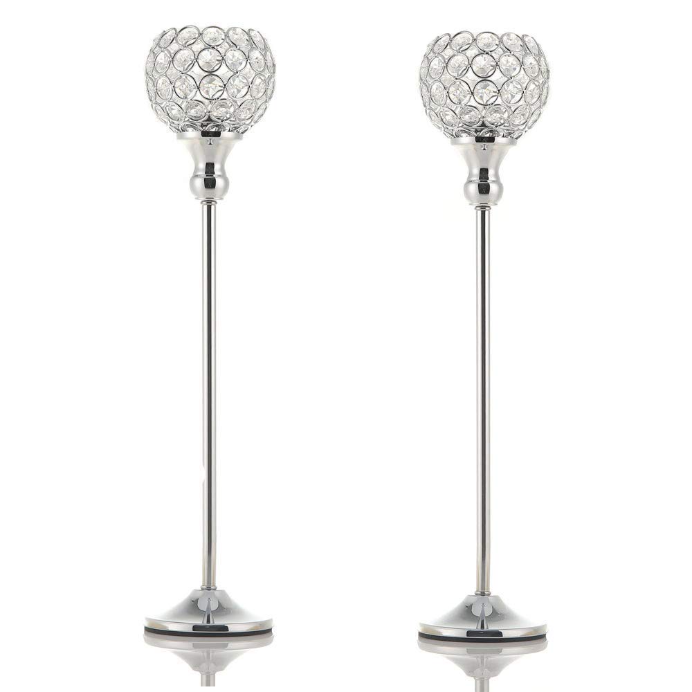 VINCIGANT Crystal Candle Holder Sets for Anniversary Celebration Wedding Home Table Decorations Centerpieces,Christmas Decoration, Gift Boxed,19 Inches Tall