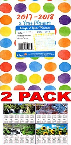 Polka Dots 2017 - 2018 2 Year Monthly Planner - Calendar - Agenda - Appointment Book Organizer + Bonus 2018 Magnetic Calendar (Bundle - 2 Items)