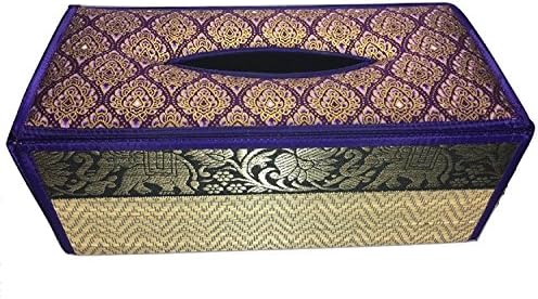 Chic Elephant Flower Handmade Tissue Box Cover Holder, Fancy Color, 2 Sizes (LARGE SIZE, Purple #3)