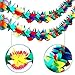 Long Tropical Multicolor Tissue Flower Banner Garland for Hawaiian Themed Party Moana Party Luau Supplies Decorations (3pack)