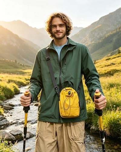 HAUMAUH Men Women Shoulder Bags Water Bottle Bag Shoulder Bag Small Hiking Bag Mobile Travel Workout Cycling Music Festival Beach