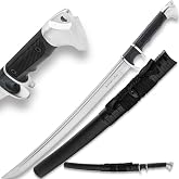 HONSHU Sub-Hilt Wakizashi Sword and Sheath | 1060 High Carbon Steel Blade | TPR Handle &amp; Carbon Steel Guard | Wooden Scabbard | Innovation on a Traditional Design | Built for Battle - Length 28 1/8"