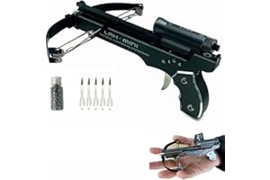AUGMAXI Mini Powerful Crossbow with Scope - Shoots Steel Balls and Arrows - Portable Hunting Crossbow Pistol， Full Metal Cross Bow for Archery Enthusiasts