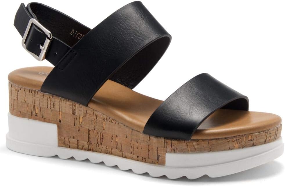 Shoe Land DIRASSA Women's Open Toe Ankle Strap Platform Wedge Sandals