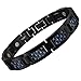 COOLMAN Titanium Magnetic Therapy Bracelet Black Adjustable Bracelet with Blue Carbon Fiber 9.2 Inch Branded Gift Box