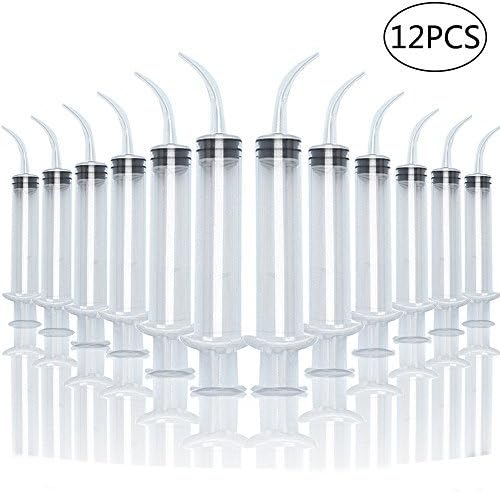 APLANET 12pcs 12cc Disposable Dental Syringe Dental Care Rinse Enema Syringe, Curved Tip