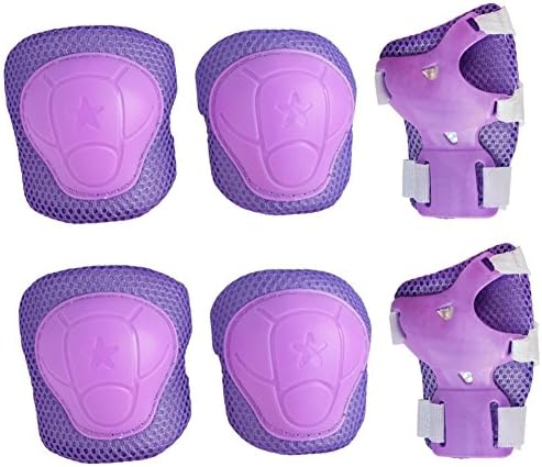 Chansea Kids Cycling Inline Roller Skating Protective Gear Set, Knee Pads Elbow Pads Wrist Guards for Boys and Girls Pack of 6