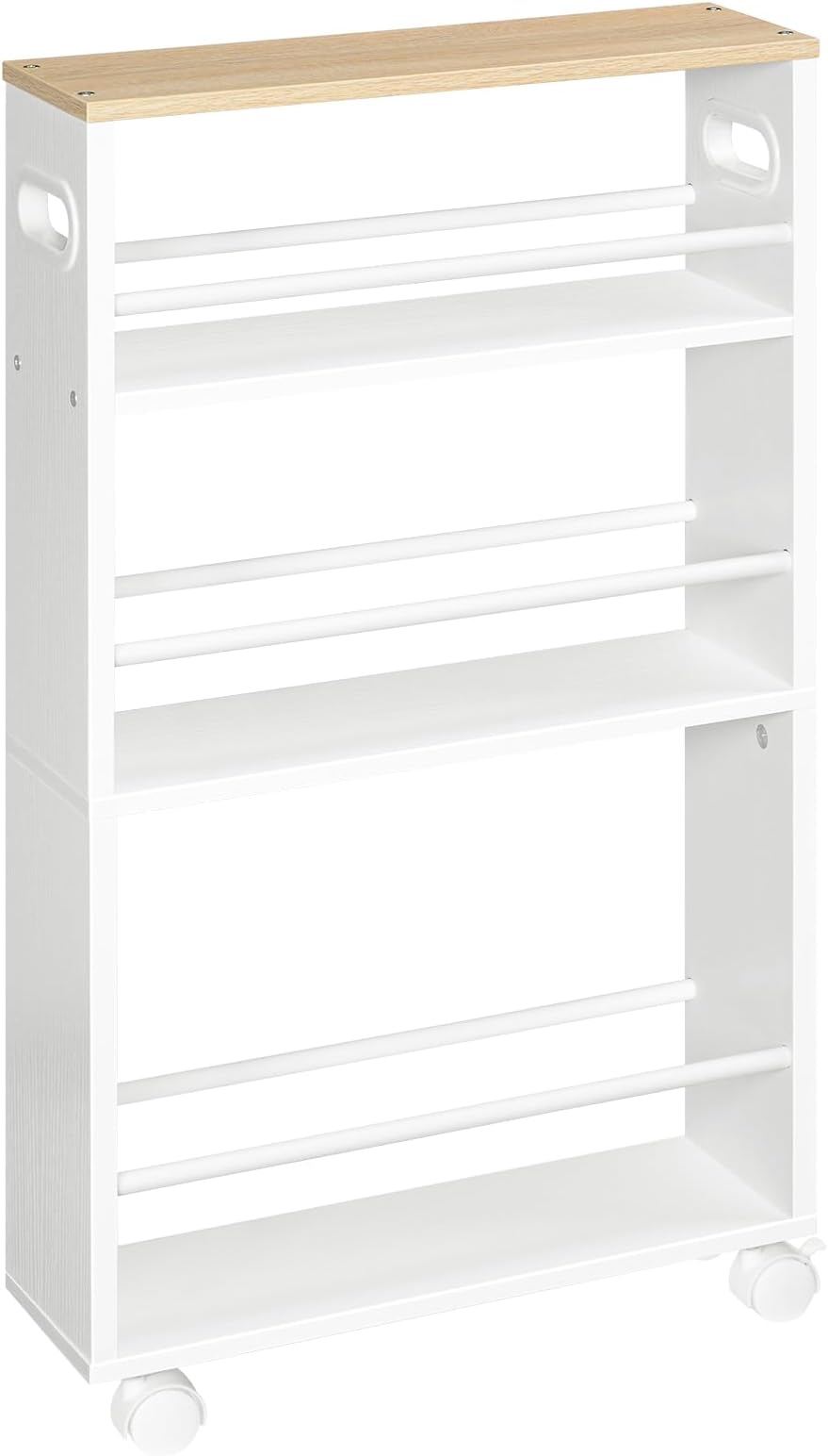 HOOBRO Slim Storage Trolley 4-Tier Narrow Kitchen Cart on Wheels