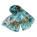 ChikaMika Floral Scarves for Women Summer Autumn Indoor Lightweight Wrap and Shawls Scarf Fashion Chiffon Scarves (Cyan Blye)