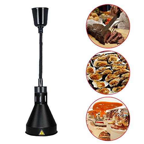 Food Warmer Lamp, 220V 250W Commercial Food Heat Lamp Warmer for Buffet Food Court Restaurant - Black (US Shipping)
