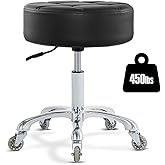 Ainilaily Rolling Stool with Wheels Adjustable Height, Roller Stool for Massage Medical Tattoo Spa Heavy Duty Swivel Desk (Super Thick Cushion, Black)