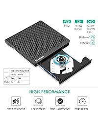 Kingbox - Unidad de DVD externa USB 3.0   Tipo C con doble puerto portátil, delgada, reproductor de DVD, transferencia de datos de alta velocidad, ideal para Mac OS Win7 Win8 Win10 Vista PC portátil