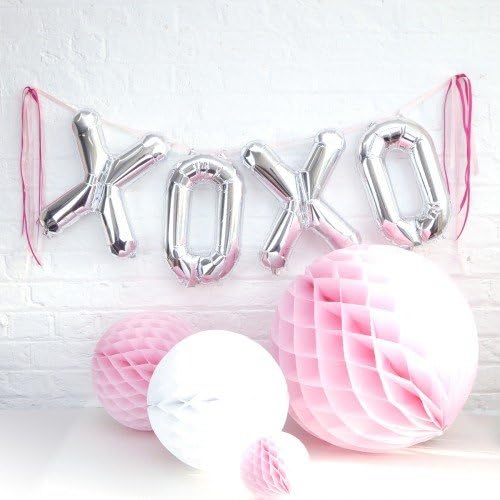 Pop the Party XOXO Foil Letter Balloons 3D Banner Engagement Party Photo Prop Banner Bachelorette Parties Decorations (Silver)