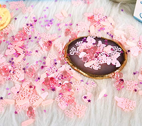 QILICHZ It's A GILR Baby Shower Confetti,3600pcs Mini Acrylic Table Confetti Table Scatter Decor Party Confetti Baby Shower Favors Decor for Baby Shower Birthday Wedding Party Table Decor