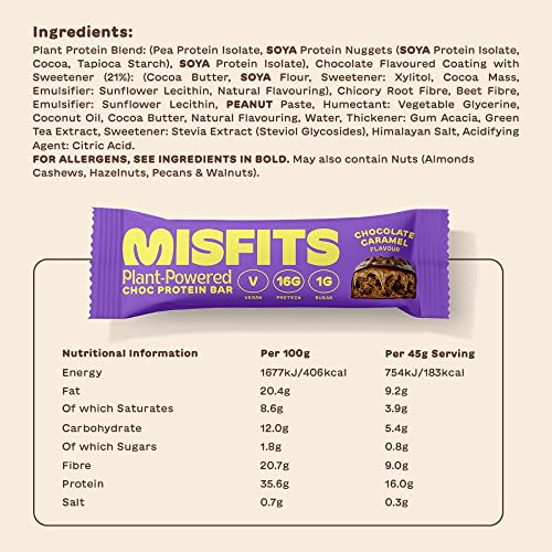 Misfits Vegan Protein Bar, Variety Pack, Plant Based Chocolate Protein