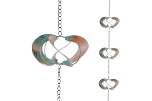 dreamysoul Rain Chains for Outside, 6.56 FT Length with 8 Spinners, Decorative Rain Chains for Gutters, Replacement for Downspout