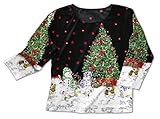 Christmas Tree Snowman Holiday Sequin Top