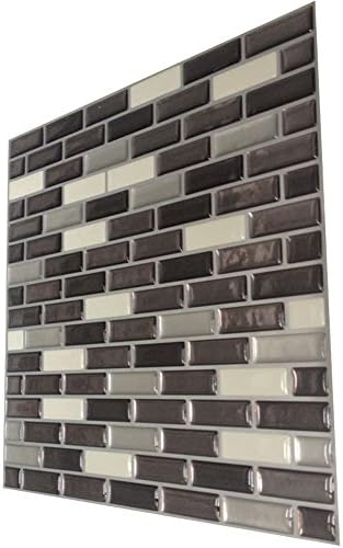 Tilewoo Sticker High Quality Peel and Stick Wall Tile in Square Brown, Pack of 10