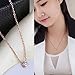 Jewelry Womens Titanium Steel Diamond Pendant Necklace Clavicle Chain Rose Gold with 15.7inch Chain