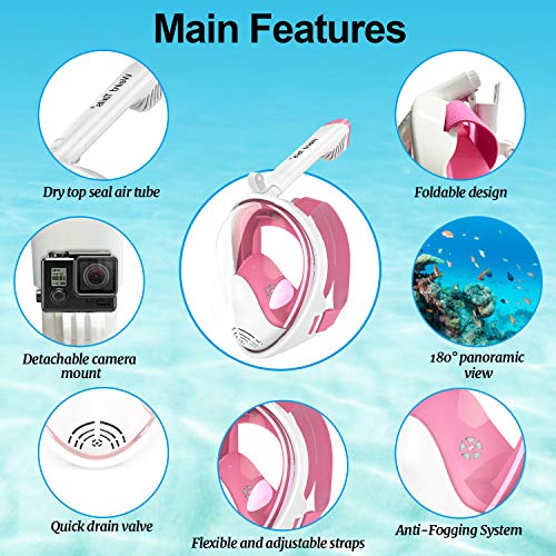 weird tails 2019 Upgraded Full Face Snorkel Mask, Foldable Snorkeling Mask for Adults and Kids with Camera Mount 180Â° Large Panoramic View Easy Breath Dry Top Set Anti-Fog Anti-Leak