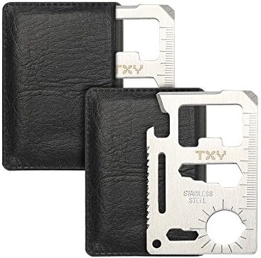 11-Tools-in-1 / Multipurpose Silver Beer Bottle Opener/ Portable Wallet Pocket Size /Gifts for Men Think Stainless Steel(2-Pack)