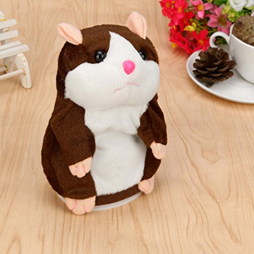 Mikey Store New Creative Speak Talking Record, Adorable Interesting Hamster Plush Kids Toys (Coffee)