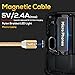 Magnetic Phone Charging Cable, 3 in 1 Cable TOPK 6.6ft Nylon Braided Durable USB Type C/Micro USB/L Charger Cable with LED Light for i-Product/Galaxy S6/S7/S8/S9/S9+/Huawei/HTC/OnePlus(Round,Gold)