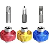 Anu Limen 3-Piece Short Screwdriver Set,Cross and Flat Head | Knurled Grip,Steel Construction,Red Yellow Blue Handles,0.25 In Inner Diameter,Compact Bag Storage