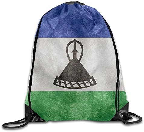 Teen Young Girls &amp; Boys Lesotho Flag Lightweight Removable Waterproof Bundle Swimming Team Issue Rucksack Gymbag Gym Drawstring Bags Sackpack Use