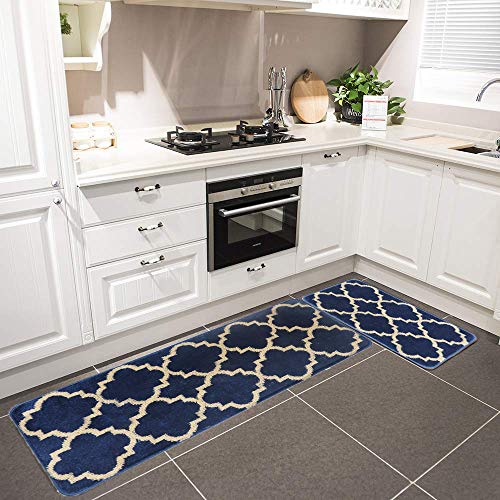 HEBE Kitchen Rug Set of 2 Pieces Non Slip Machine Washable Kitchen Rugs