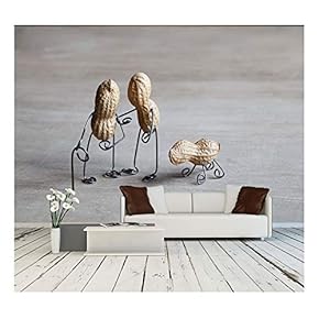 Miniature with Old Couple Walking Together - Removable Wall Mural | Self-Adhesive Large Wallpaper - 66x96 inches