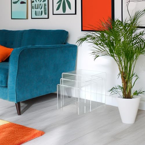 TIELO Acrylic Perspex Plastic Nest of Tables Living Room Table Hygienic Easy Clean